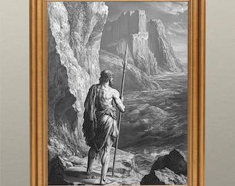 Odysseus Print | Greek Mythology Art Print | Heroic Engraving Style Wall Art | A5 & A4 Sizes | Thick Fine Art Paper | Ancient Greece Decor