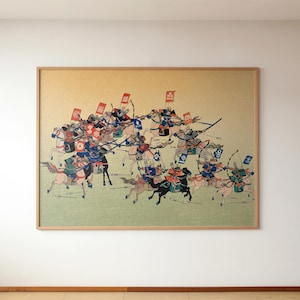 Samurai Battle Print | Vintage Japanese Art | A4 & A3 Wall Decor | Feudal Japan | Warrior Aesthetic | History Gift