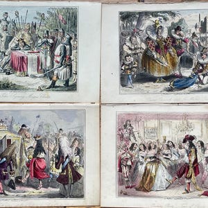 1847 Set of Hand-Coloured engravings from The Comic History of England by John Leech