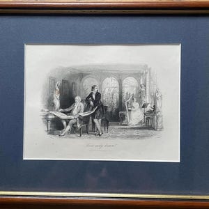 Framed Antique Steel Engraving – “Love’s Early Dream” by J. Tenniel