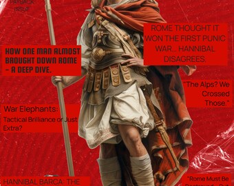 Hannibal Barca Funny History Poster | Ancient Carthage Wall Art | Military Strategy Print | Punic Wars Decor | Satirical Historical Artwork