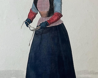 Tirage Albuminé Original Circa 1880 - Femmes En Costume, Aberystwith, Pays De Galles - H.H. Davies