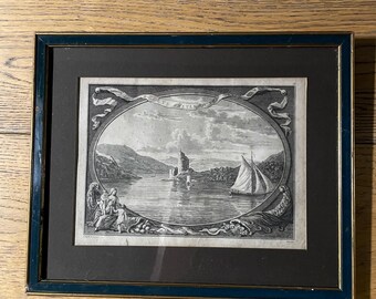 Antique J.M.W. Turner ‘Dunstanburgh Castle’ Engraving – Framed Romantic Landscape (c.1830)