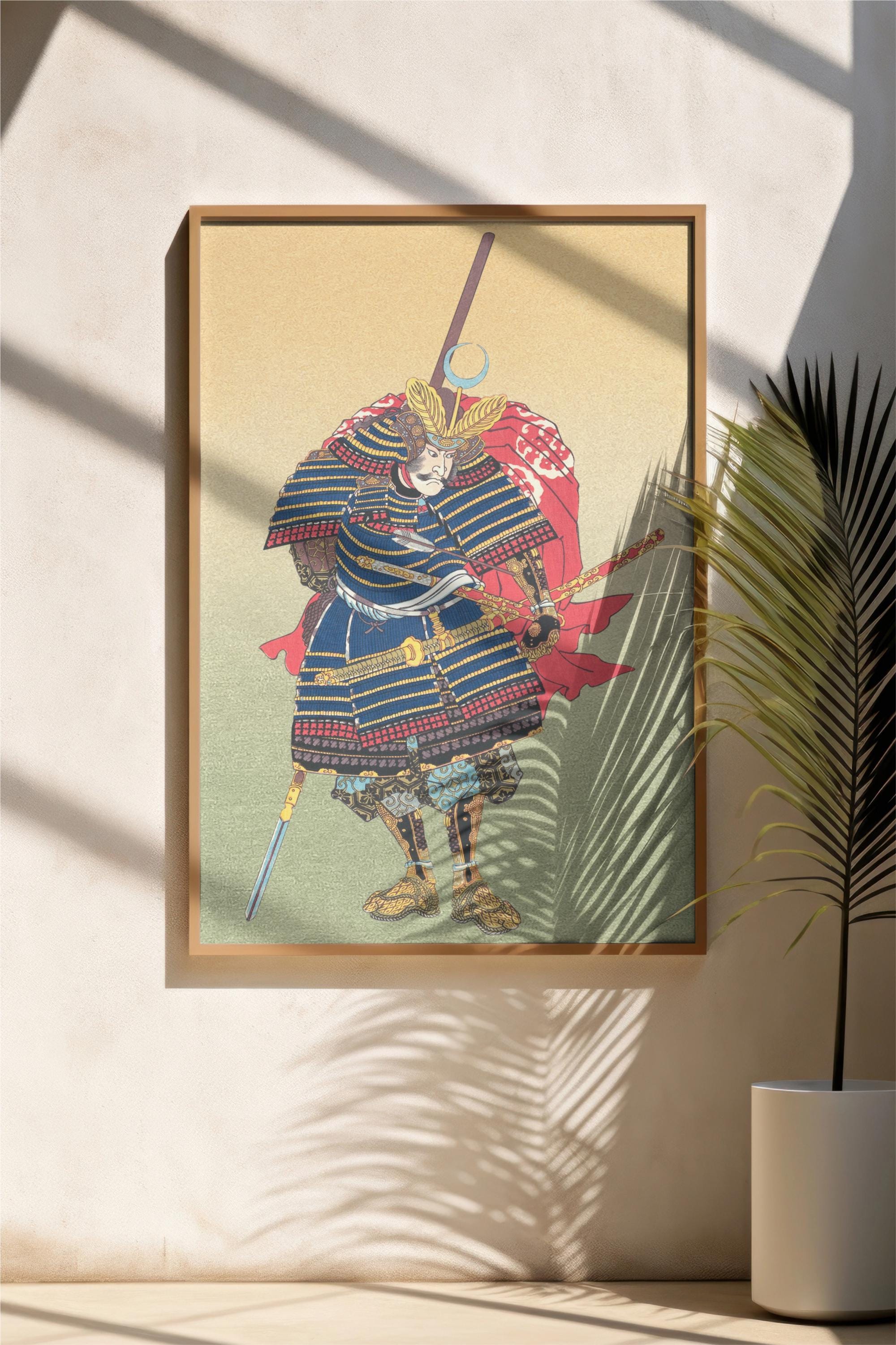 Samurai Wall Art - Japanese Warrior Print Set - Vintage Ukiyo-e Style ...