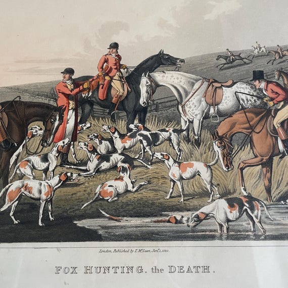 Fox Hunting: the Death – 19th Century Hand-coloured Engraving by