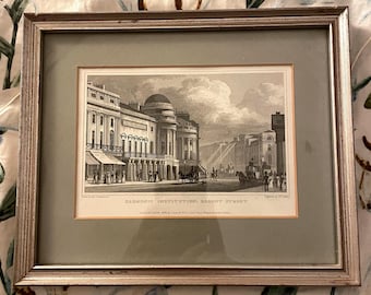 Antique Architectural Engraving – "Harmonic Institution, Regent Street" (Framed, 1817)
