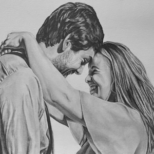 Custom Graphite Pencil Portrait from Photo | Handmade Black and White Drawing | Pet, Family, Wedding, Memorial Gift