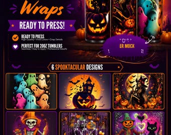 Spooky Halloween Tumbler Wraps: 20 oz Sublimation Transfer (Ready to Press)