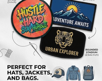 Custom Photo / Logo Patches, Full-Color Iron-On, Embroidered Border (Circle, Rectangle, Square)