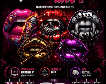 Spooky Voodoo Lips Sublimation Transfer | Ready to Press Halloween Heat Transfer Print