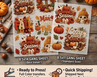 Faux Knit Fall Sublimation Transfers, 3D Look Autumn Shirt Prints (Ready to Press)