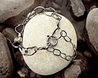 Personalised Oxidised Sterling Silver Twisted Box Chain Offset ID Bar Bracelet