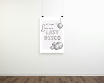 Letrero de bienvenida de Last Disco Bachelorette / Plantilla editable de Canva