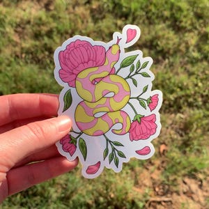 Adesivo de cobra píton bola floral