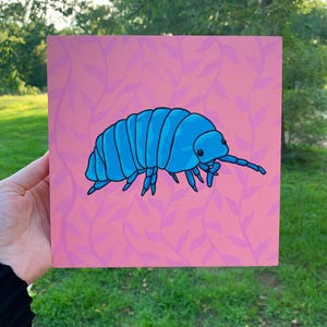 Cute Pastel Zebra Isopod Roly Poly Pill Bug Original Artwork Acrylic Painting