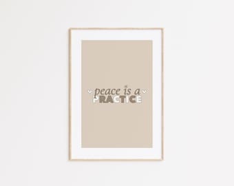 Peace Quote Print: Minimalist Self-Care Wall Art (Digital Download)