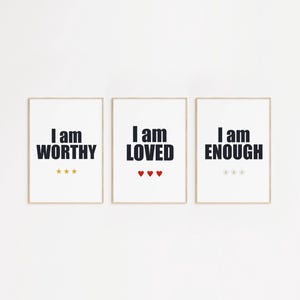 Positive Affirmation Print Set: Minimalist Motivational Wall Art (Digital Download