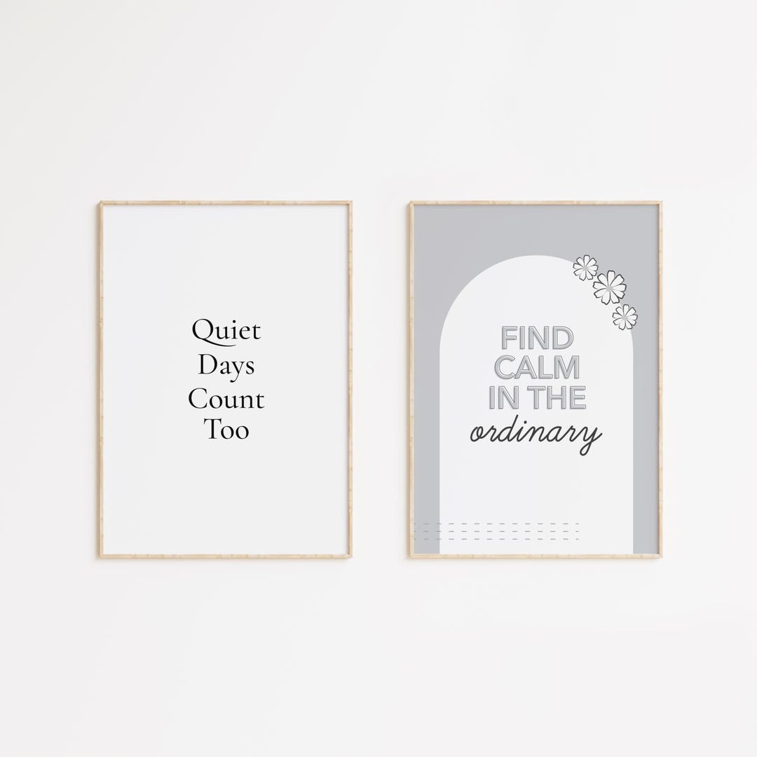 Cozy Motivation Printable Quote Duo | Minimalist Mindful Calm Wall Art ...