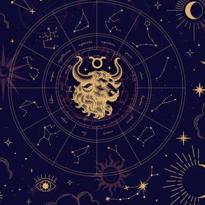 Arte murale dello zodiaco del Toro – Poster dell'oroscopo del Toro – Download digitale – Regalo unico per gli amanti del Toro – Arte del tema natale