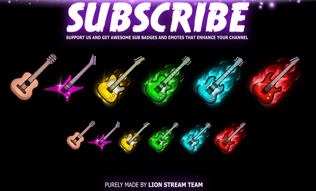 Guitar Twitch Sub Badges, Cool Electric Guitar Badges (digital Download ...