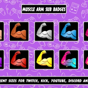 Muskel Arm Twitch Sub Badges: Streamer Grafik (Digitaler Download)