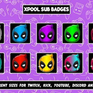 Badges Deadpool Sub pour Twitch, Kick, Discord et YouTube
