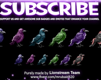Raven Sub Badges for Twitch, Kick, Discord, and YouTube
