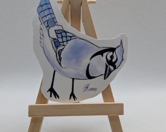 Bluejay Watercolor Painting Sticker: Erie, PA Wildlife