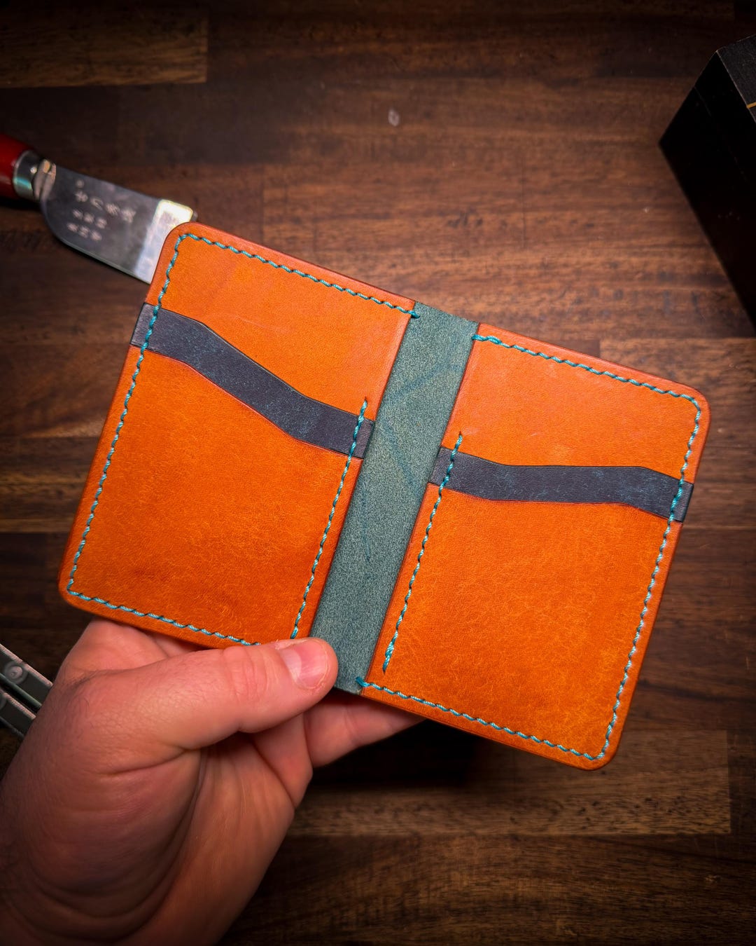 Human Made Wallet Handmade Bifold Wallet, Vegetable-tanned Full-grain Leather, Slim ...