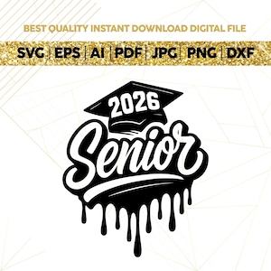 Senior 2026 PNG,Graduate 2026 png,Senior Graduation Cap Shirt, High School Shirt, College Spirit,Senior Drippy Digital File,Cool Boy Senior