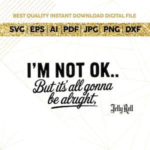 I&#39;m not OK but it&#39;s all gonna be alright shirt, Jelly Roll Quote Shirt, Music Lyrics Quote, Concert Sweatshirt, Lyric T-Shirt,Inspirational