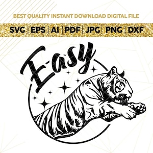 Easy Tiger Svg Retro Grunge Design Distressed Easy Svg Trendy Svg Vintage Animal Graphic Png,Hippie png Instant Download,Trendy Aesthetic
