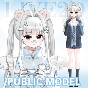 live2D Model Bear Schoolgirl [Premade Vtuber Model/FULLY RIGGED/Ready to use/Vtube Studio]