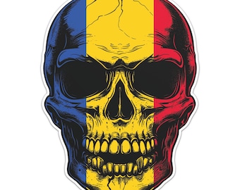 Totenkopf Rumänien Autoaufkleber – 10x12 Cm – Vinyl, Wasserdicht – Für Auto & Fenster