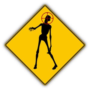 Zombie Hunting Warning Sign Funny Sticker Car Bumper Vinyl Decal