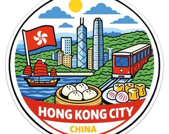 Cartoon Style China Hong Kong City Sticker Car Bumper Vinyl Decal