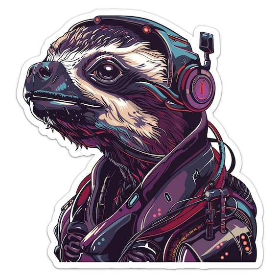 Biomechanical Sloth Animal Robot Sticker Car Bumper Decal