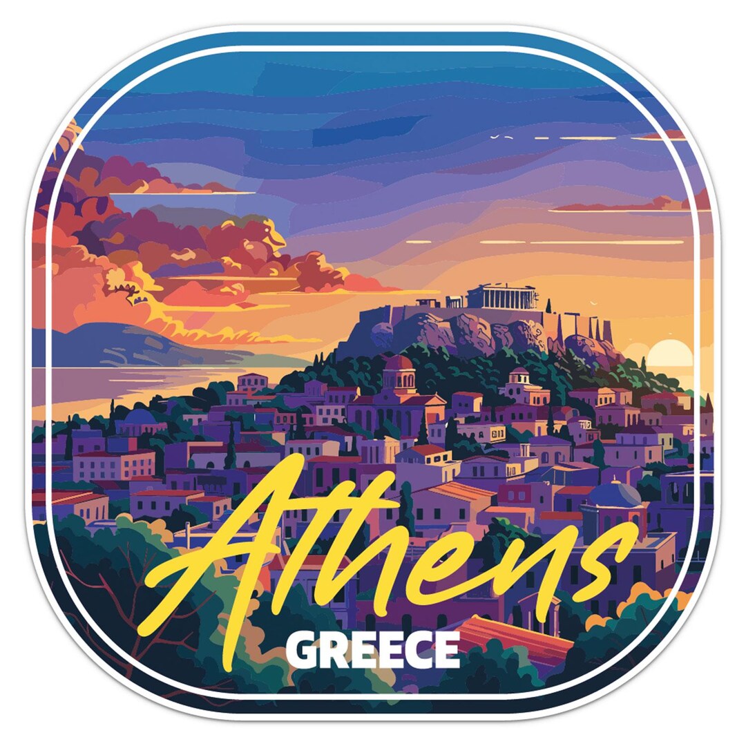 Sunset Greece Athens City Car Bumper Sticker - Etsy