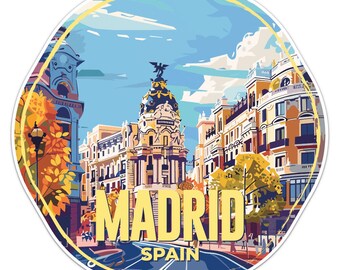 Spain Madrid Seal Sticker Round Flag for Laptop Book Fridge Guitar ...