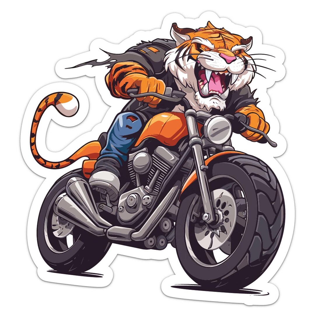 Biker Tiger Racing Animal Sticker Car Bumper Decal - Etsy