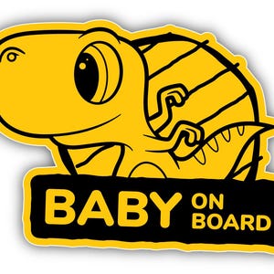 Naklejka ostrzegawcza na zderzak samochodu „Baby On Board Dinosaur”