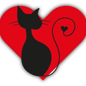 Cat Heart I Love Sticker Car Bumper Vinyl Decal