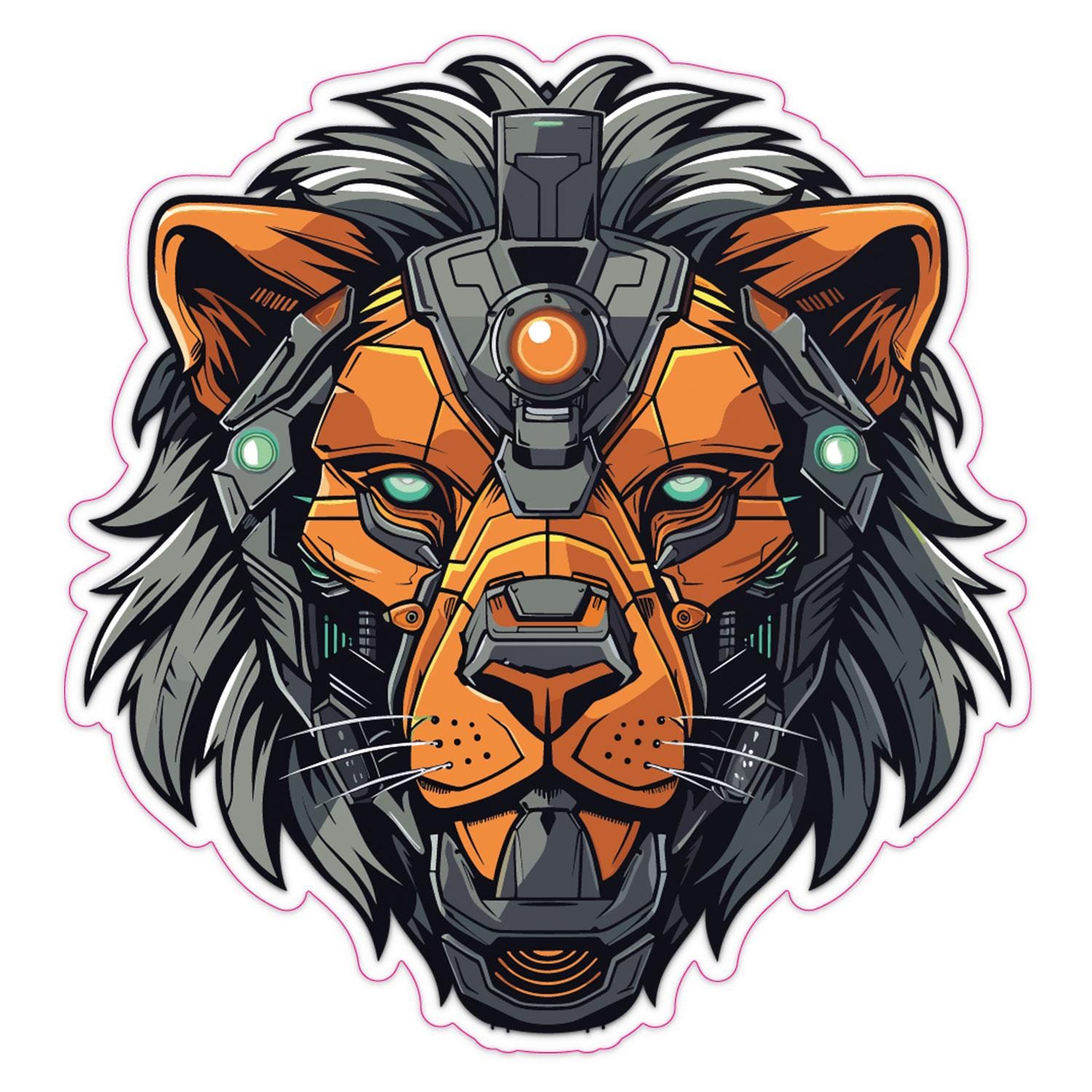 Biomechanical Lion Animal Robot Sticker Car Bumper Decal