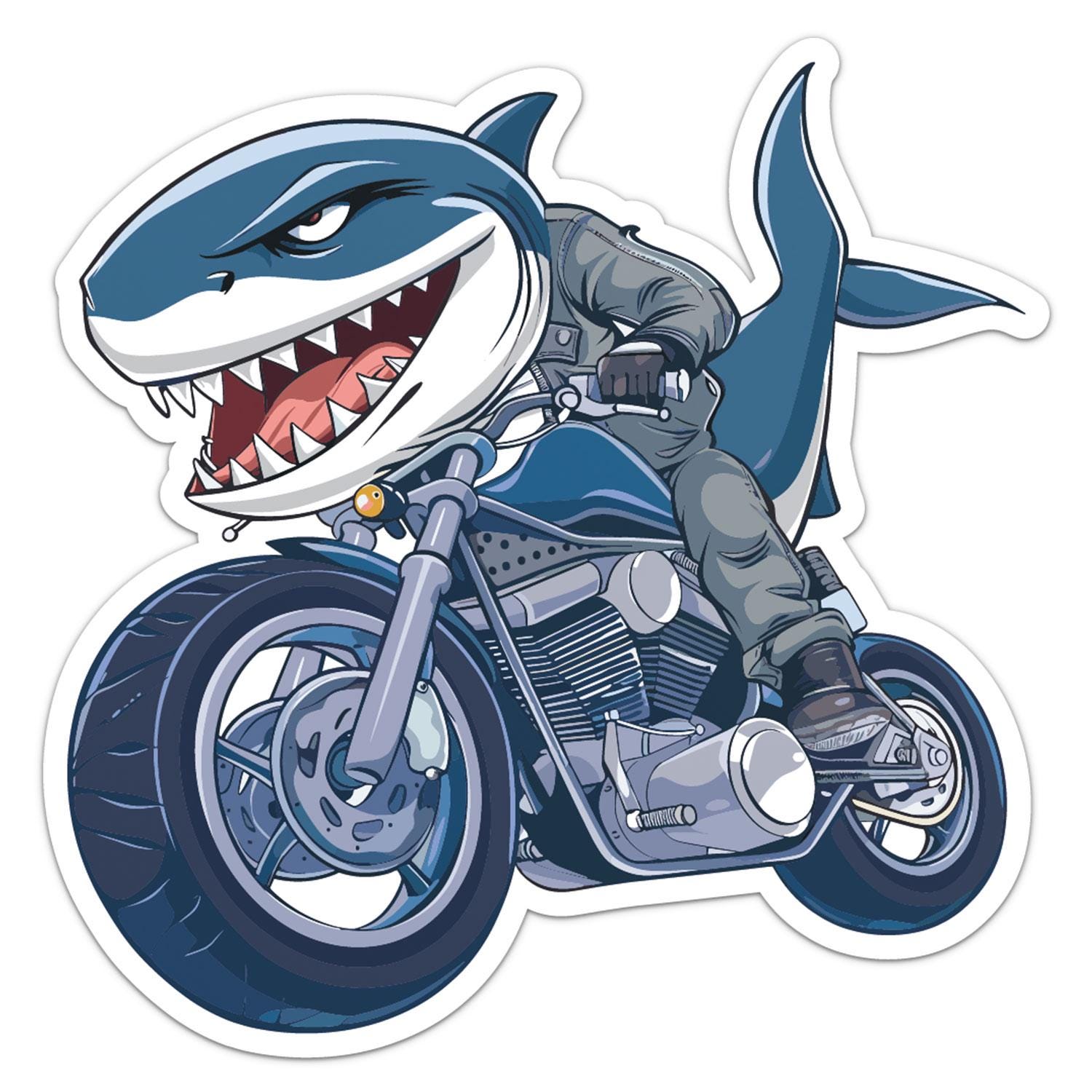 Shark Ridinga Motorcycle Biker Shark Racing Animal Sticker Car Bumper Decal - Etsy