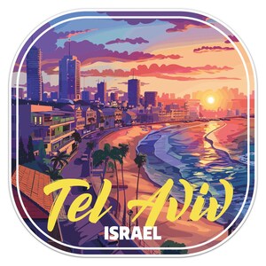 Sunset Israel Tel Aviv City Car Bumper Sticker