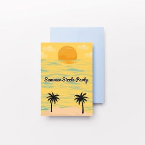 Uitnodigingskaart Summer Sizzle Party - perfect voor leuke en feestelijke bijeenkomsten | Klaar om te downloaden, af te drukken en te knippen wanneer het jou uitkomt | 5x7