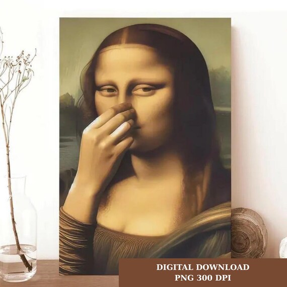 Parody Mona Lisa Bathroom Wall Art png, Funny Bathroom Decor png, Funny Bathroom Digital Print, Toilet Wall Art Poster png, Poster png