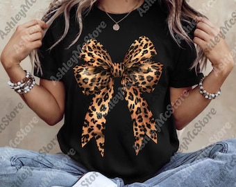 Leopard Bow png, Women's Leopard Coquette Digital, Animal Trendy Aesthetic png, Cheetah Gift