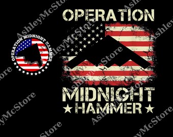 US Air Force B-2 Spirit Stealth Jet Operation Midnight Hammer with American Flag png, 4th Of July Patriotic Pride png