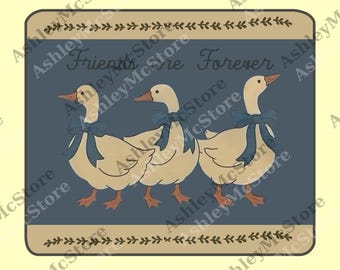 Friends are Forever Goose png、Retro Goose Graphic png、Cute Farm Animal Tシャツ、Cottagecore Gift デジタルファイル